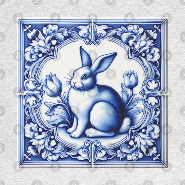 Vintage Dutch Tile: Rabbit No.1 by artnook